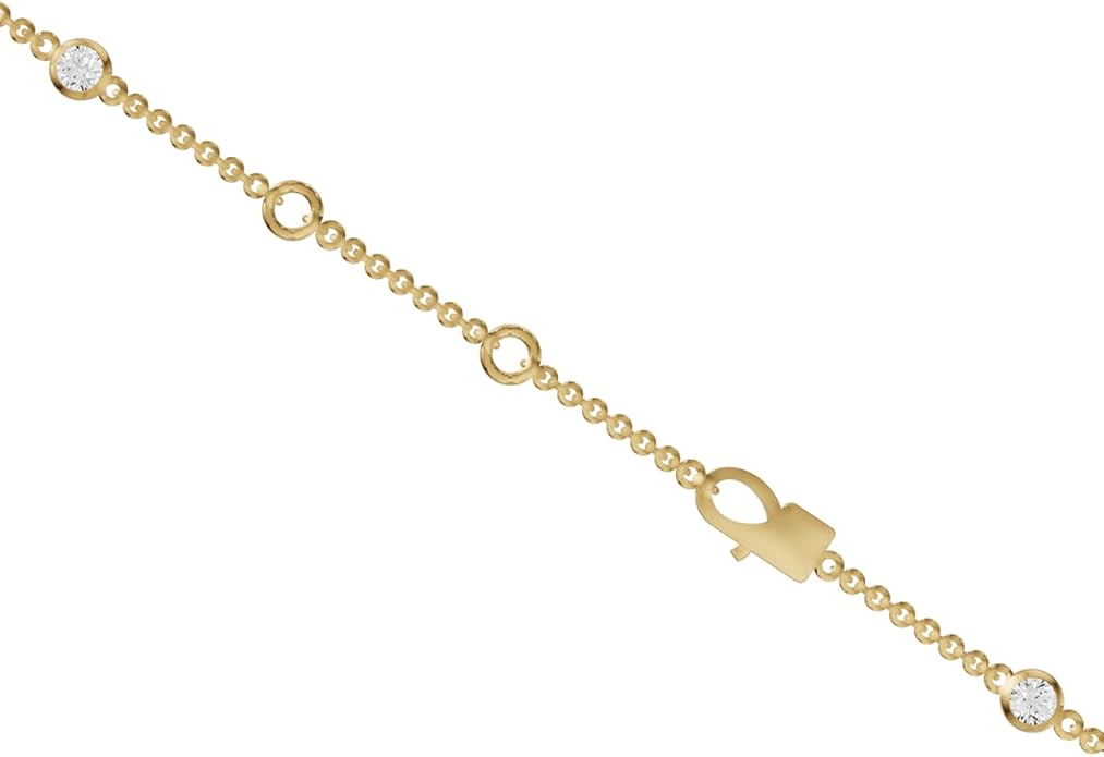 TimeLess Classics Women's Bracelet - Bezel Set Lab Grown Diamond Station Bracelet in 14K White & Yellow Gold - 0.25-4 Carat TW