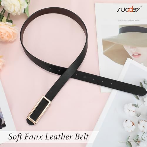 SUOSDEY Women Reversible Leather Belts for Jeans Pants Dresses Ladies Fashion Belts with Gold Buckle, 0.9" Width