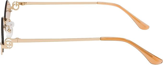 Retro Y2k Sunglasses for Women Men,Trendy Semi-Rimless Sun Glasses Irregular Narrow Gold Sunnies UV400