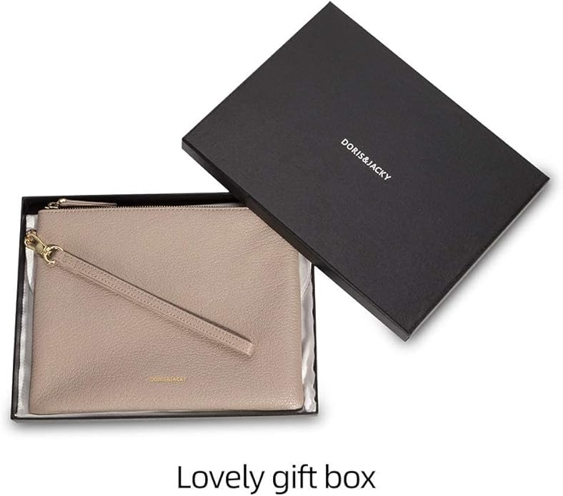 DORIS&JACKY Lambskin Leather Wristlet Clutch Purse for Women Soft Designer Slim Cell Phone Pouch Bag with Detachable Strap