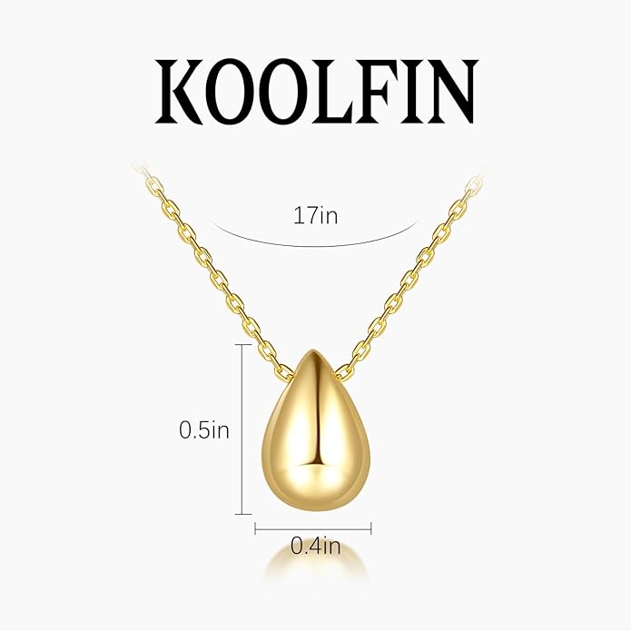 Gold Pendant Necklace for Women 14K Gold Necklaces for Women Teardrop Necklace Minimalist Design and Soft Curves Womens Dainty Necklaces with Pendant