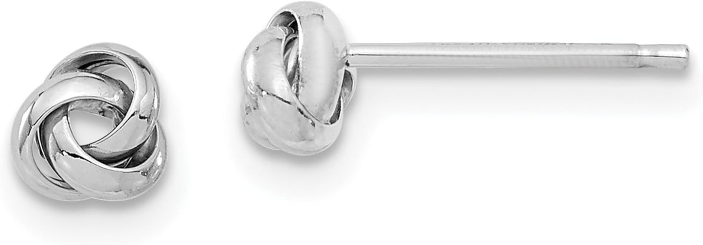 14K White Gold Love Knot Stud Earrings Ball Button Style 4.5mm Polished Hypoallergenic Fine Jewelry Classic Minimalist For Women Gift