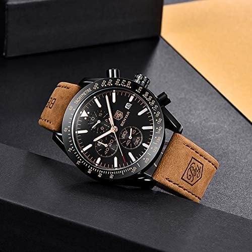 BY BENYAR Watch for Men Analog Quartz Chronograph Waterproof Luminous Designer Mens Wrist Watches Business Work Sport Casual Dress Watch with Silicone Strap Elegant Gifts for Men