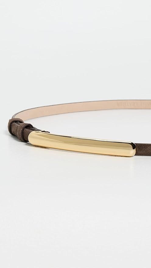 LELET NY Women's Glossy Bar Skinny Suede Belt