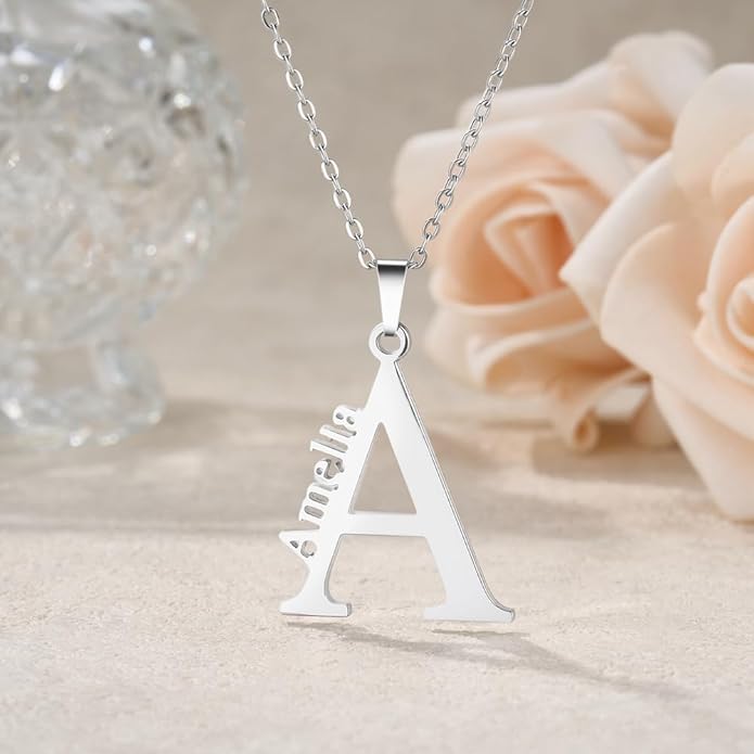 CALLIE Personalized Initial Name Combination Necklace for Women, Stainless Steel Minimalist Pendant Necklace, Custom Dainty Jewelry, Valentine's Day Christmas Graduation Birthday Gifts for Women