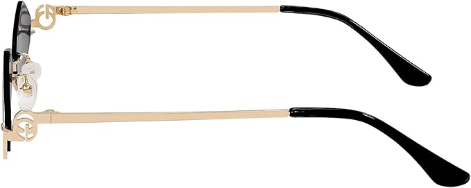 Retro Y2k Sunglasses for Women Men,Trendy Semi-Rimless Sun Glasses Irregular Narrow Gold Sunnies UV400