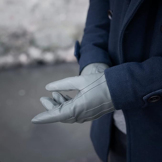 Downholme Touchscreen Leather Cashmere Lined Gloves for Men