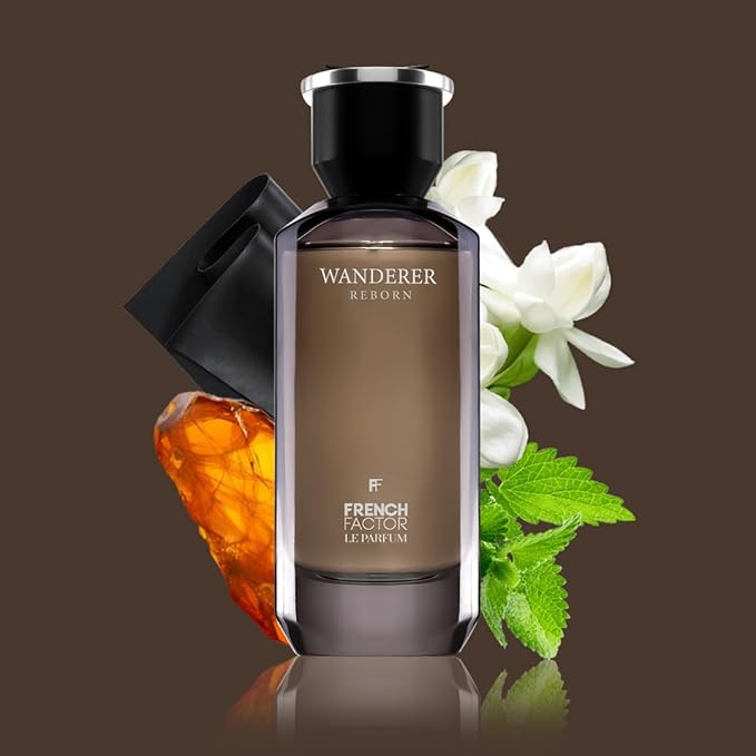 French Factor Wanderer Reborn Men’s Perfume | Long-Lasting Eau de Parfum | Warm & Spicy Fragrance with Black Leather Violet Jasmine Patchouli Moss & Amber | Elegant All-Day Cologne | 100ml (3.3 fl oz)
