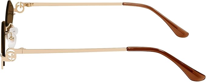 Retro Y2k Sunglasses for Women Men,Trendy Semi-Rimless Sun Glasses Irregular Narrow Gold Sunnies UV400