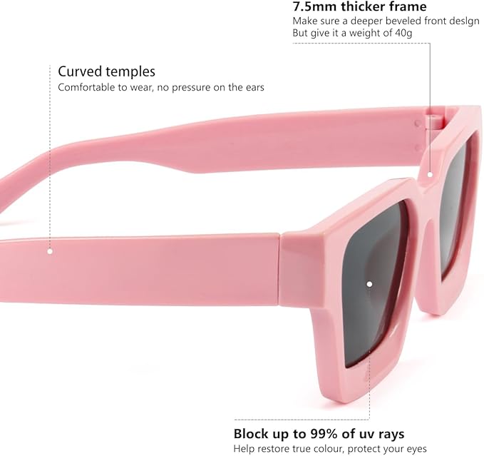 Trendy Square Sunglasses for Men Women Fashion Thick Rectangle Sun Glasses UV Protection Shades Designer Style