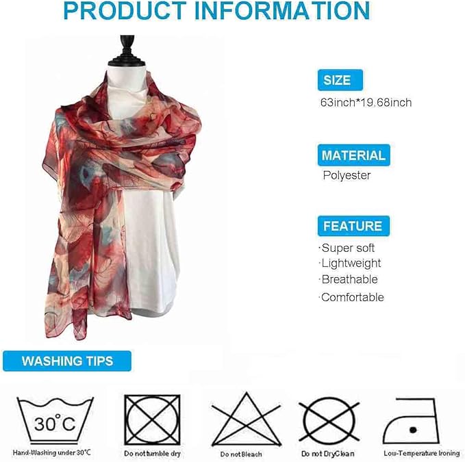 Xyueanlo Scarfs for Women Lightweight Fashion Floral Printed Scarves Neck Scarf Sunscreen Wraps Shawls
