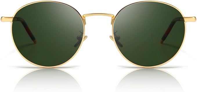 SUNGAIT Ponderable Metal Round Sunglasses for Men Women Classic Vintage Polarized Circle Sun Glasses