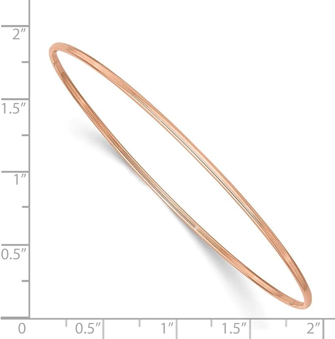 Solid 14K 1.5mm Rose Gold Slip-On Bangle Bracelet