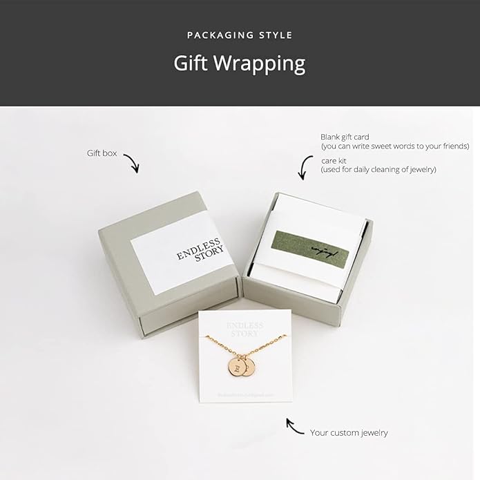 Endless Story Initial Necklaces for Women, Sterling Silver, 14K Gold Filled Custom Dainty Letter Necklace, Initial Necklace, 9mm Disc Pendant, Mom Necklace, Gift for Mom, Daughter, Grandma