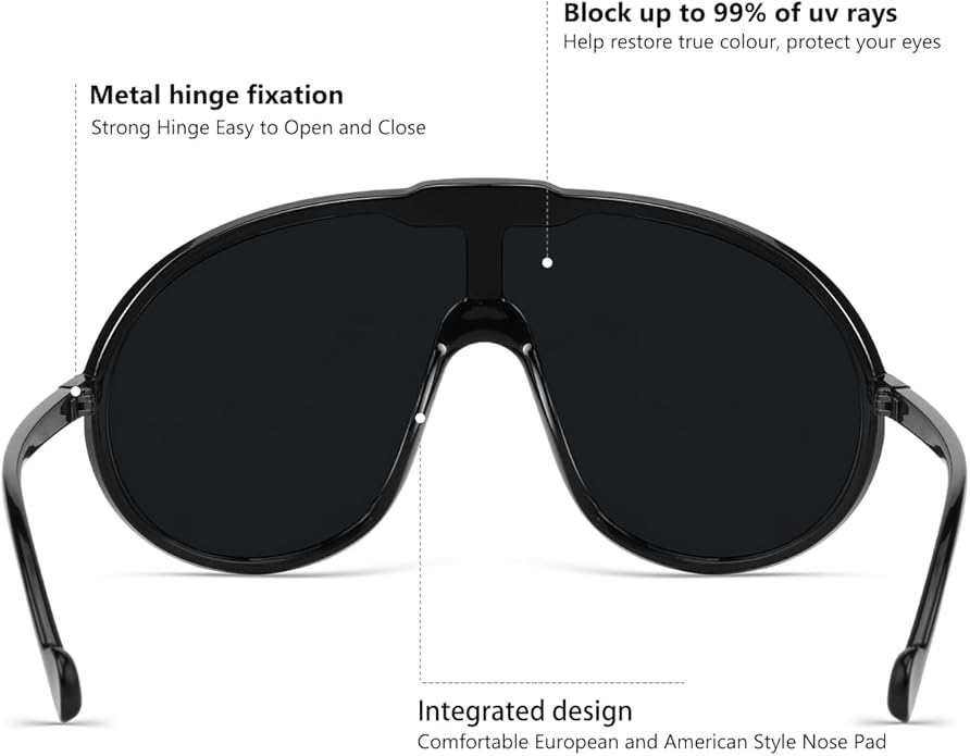 Trendy Oversized Sunglasses for Women Men Fashion Shield Aviator Sun Glasses UV400 Protection Goggles