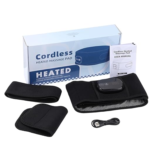 Heating Pad for Back Pain Relief, Cordless Electric Waist Belt Device with Massager, Back or Belly Heating Pad for Women and Girl