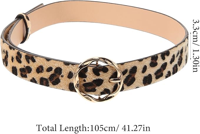 Leopard Belts for Jeans Pants Dress, Genuine Leather Belts, Vintage Chic Waist Belts for Women Men