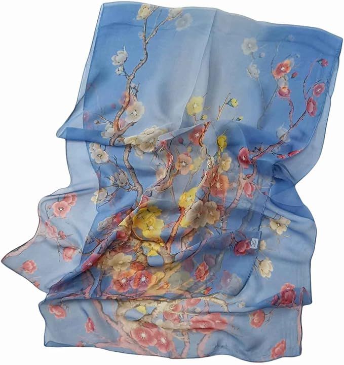 Pokeedioty Scarfs for Women Lightweight Scarves Elegant Floral Pattern Sheer Scarfs Shawls Wraps