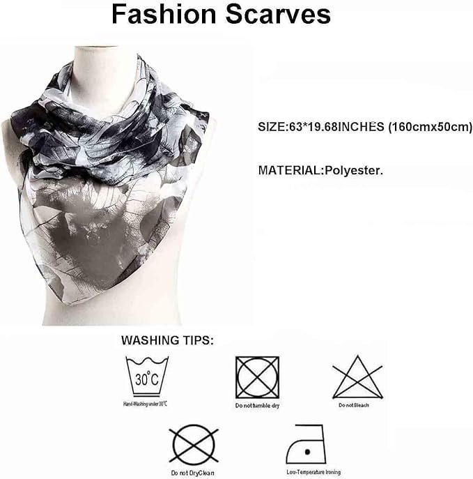 Pokeedioty Scarfs for Women Lightweight Scarves Elegant Floral Pattern Sheer Scarfs Shawls Wraps
