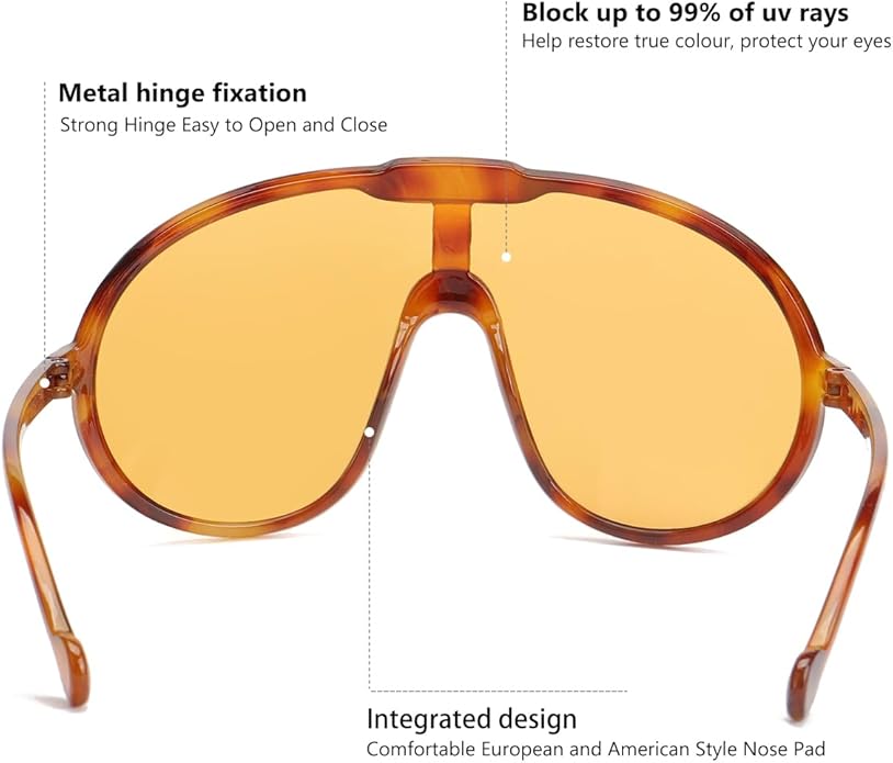Trendy Oversized Sunglasses for Women Men Fashion Shield Aviator Sun Glasses UV400 Protection Goggles