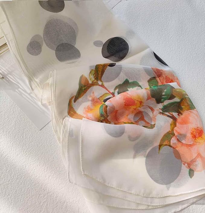 Pokeedioty Scarfs for Women Lightweight Fashion Scarves Elegant Floral Pattern Sheer Scarfs Sunscreen Shawls Wraps