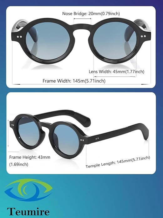 Trendy Round Polarized Sunglasses for Men Women Chunky Hippie Costume Sun Glasses 90s Circle Retro Style