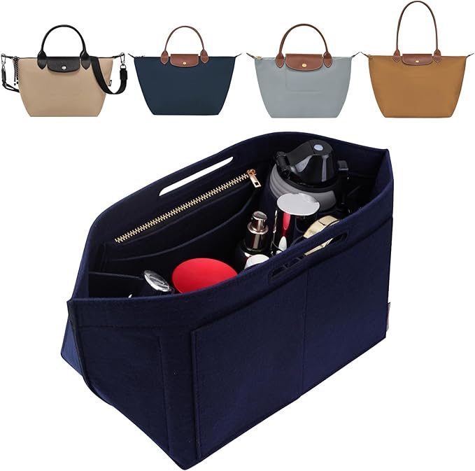 ZTUJO Purse Organizer Insert For Longchamp Le Pliage, Premium Felt Longchamp Purse Organizer Insert (Navy Blue, Medium For Shoulder Bag S & Energy Small & Xtra S)