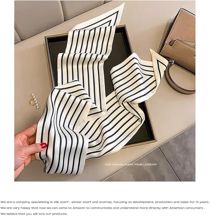 Livrerpi Silk Feeling Head Scarf Fashion Satin Hair Scarf Square Long Scarves for Women Gifts