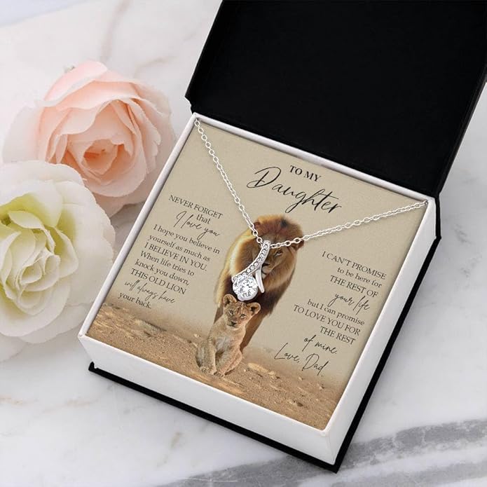 VIRAGIL To My Daughter Gift Necklace From Dad or Mom - Badass Daughter Jewelry With Heartfelt Message & Elegant Box