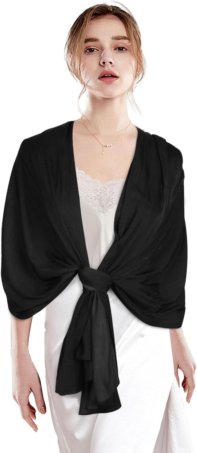 EXTREE Scarfs for Women Pashmina Silky Shawl Wrap for Evening Dressing Blanket Open Front Poncho Cape