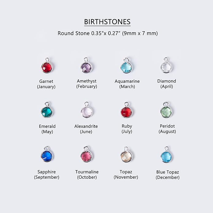 MignonandMignon Custom Birthstone Necklace for Women, Family Jewelry Gift for Moms, Kids, and Grandmas -BSN-MC