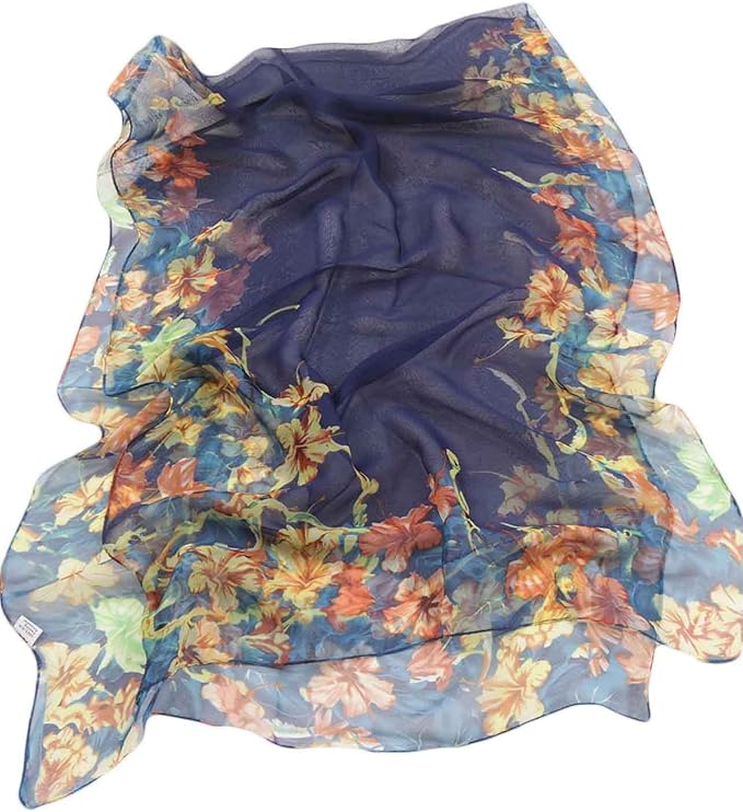 Pokeedioty Scarfs for Women Lightweight Fashion Scarves Elegant Floral Pattern Sheer Scarfs
