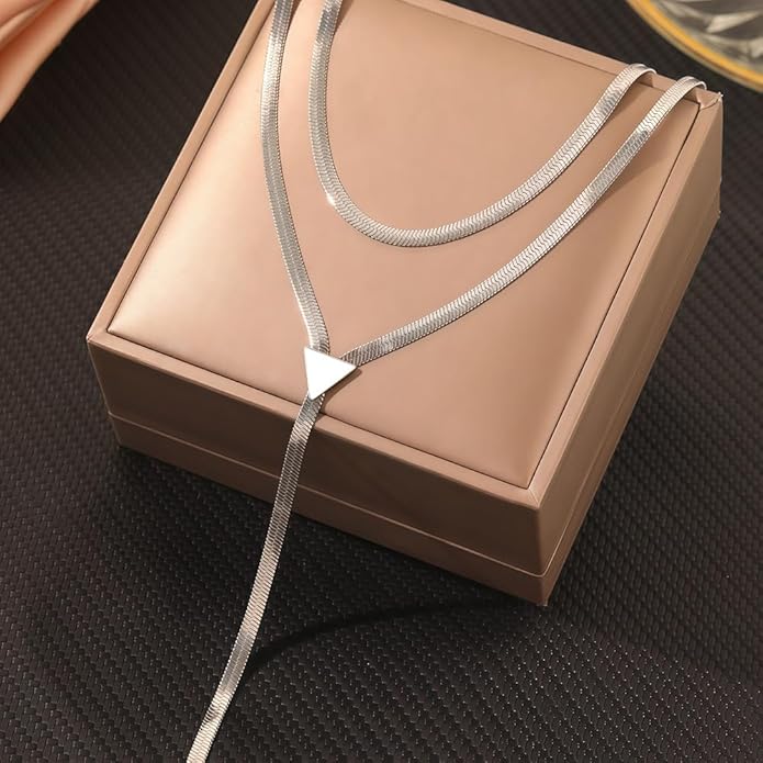 Atiptu Chunky Gold Choker Necklace for Women Silver Statement Y Necklace Long Herringbone Snake Chain Lariat Necklaces Prom Body Jewelry Accessories Gifts