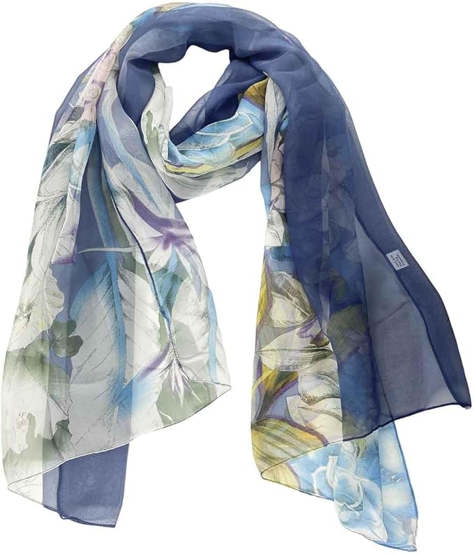 Pokeedioty Scarfs for Women Lightweight Fashion Scarves Elegant Floral Pattern Sheer Scarfs