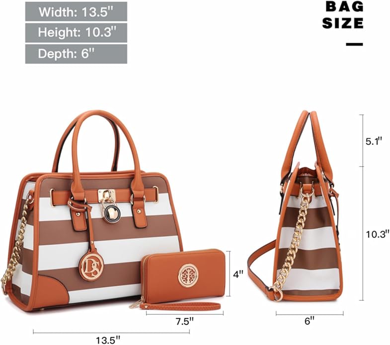 Dasein Women Handbags Top Handle Satchel Purse Shoulder Bag Hobo Bag Work Bag Set 2pcs