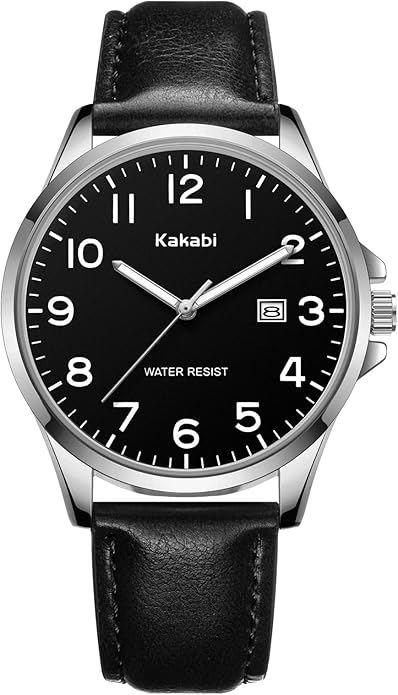 Watch for Men, Fashion Minimalist Wrist Watch Waterproof Quartz Analog Date with Leather Strap