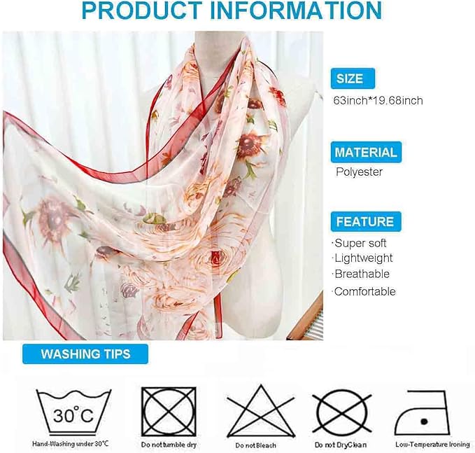 Xyueanlo Scarfs for Women Lightweight Fashion Floral Printed Scarves Neck Scarf Sunscreen Wraps Shawls