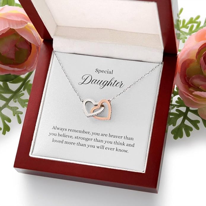 VIRAGIL To My Daughter Gift Necklace From Dad or Mom - Badass Daughter Jewelry With Heartfelt Message & Elegant Box