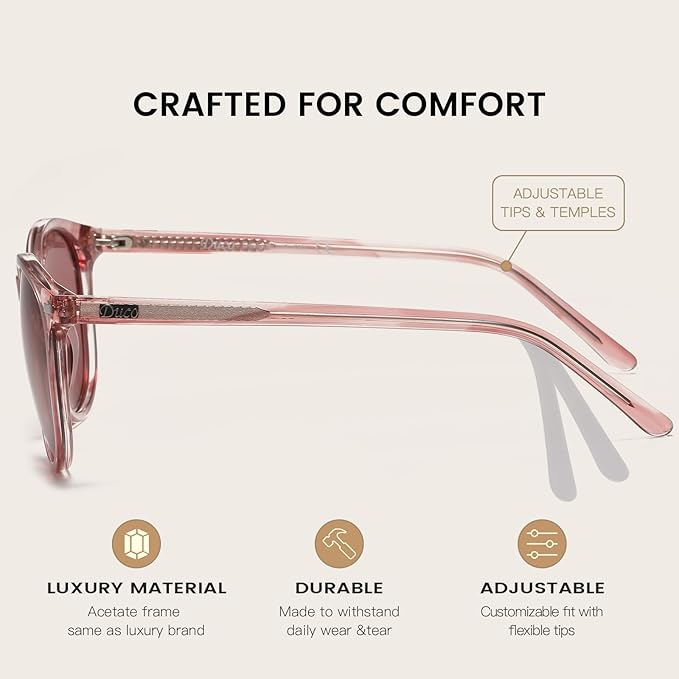 DUCO Polarized Sunglasses for Women Retro Round Women's Sunglasses Classic Vintage UV400 Shades DC1230