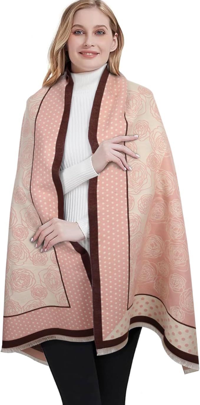 EXTREE Scarfs for Women Pashmina Silky Shawl Wrap for Evening Dressing Blanket Open Front Poncho Cape