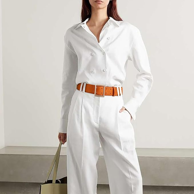 Wide Belts for Women Leather Wide Belts Fashion Thick Black Belt With Gold Buckle Belt for Dresses