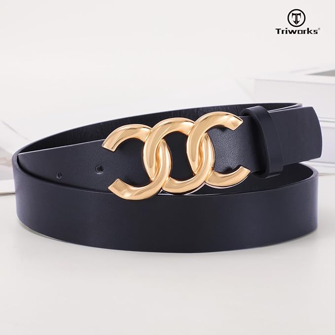 TRIWORKS 3 Pack Women's Belts for Jeans Pants Fashion Waist Belts for Ladies Leather Belts