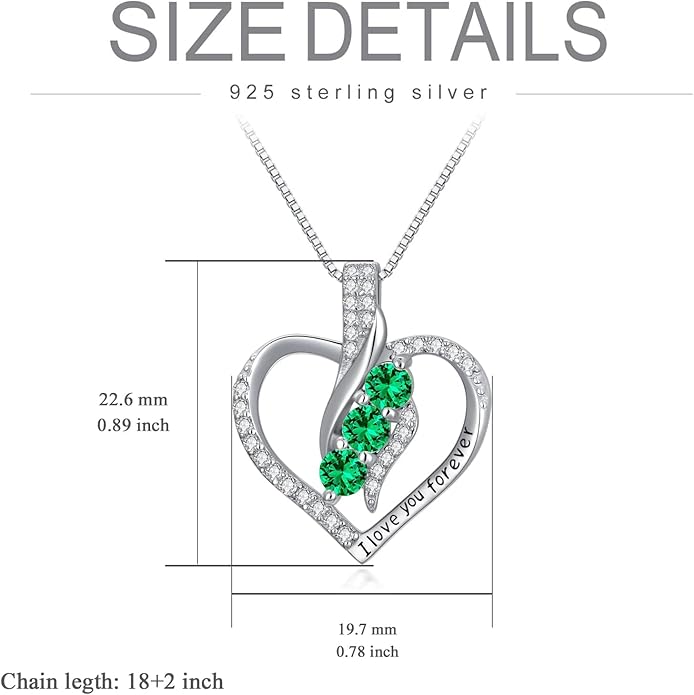 Rose Heart Birthstone Necklace for Women - Solid S925 Sterling Silver with Rose Gold Plated Infinity Symbol of Love Valentine's, Mother's Day, Anniversary, Christmas Birthday Gift for Her, Mom, Wife, or Girlfriend.