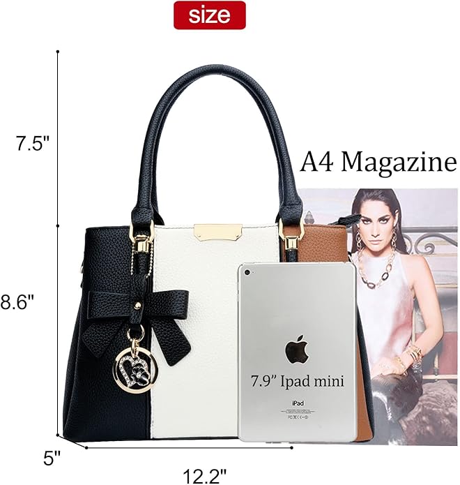 KKXIU 3 Zippered Compartments Purses and Handbags for Women Top Handle Satchel Shoulder Ladies Bags