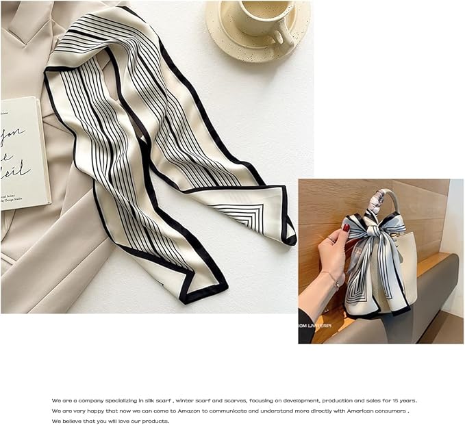 Livrerpi Silk Feeling Head Scarf Fashion Satin Hair Scarf Square Long Scarves for Women Gifts