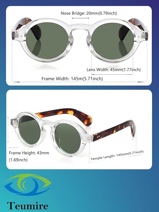 Trendy Round Polarized Sunglasses for Men Women Chunky Hippie Costume Sun Glasses 90s Circle Retro Style