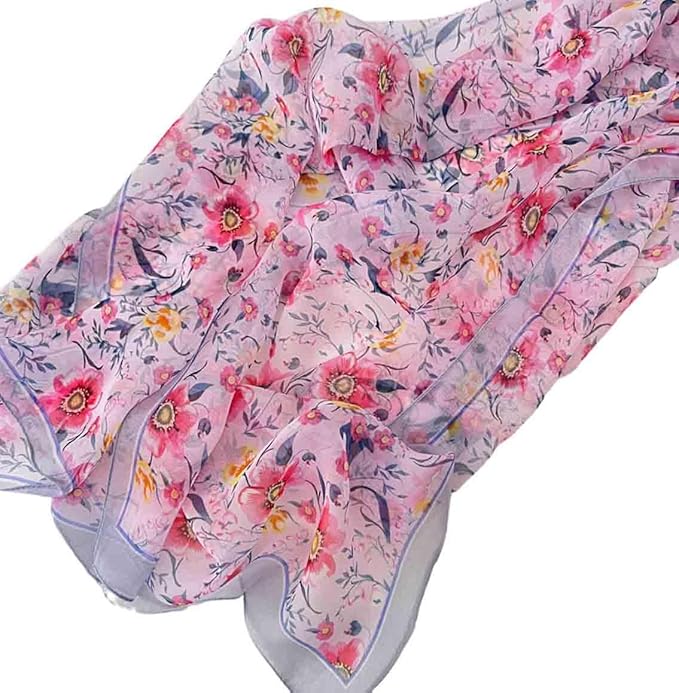 Pokeedioty Scarfs for Women Lightweight Fashion Scarves Elegant Floral Pattern Sheer Scarfs Sunscreen Shawls Wraps