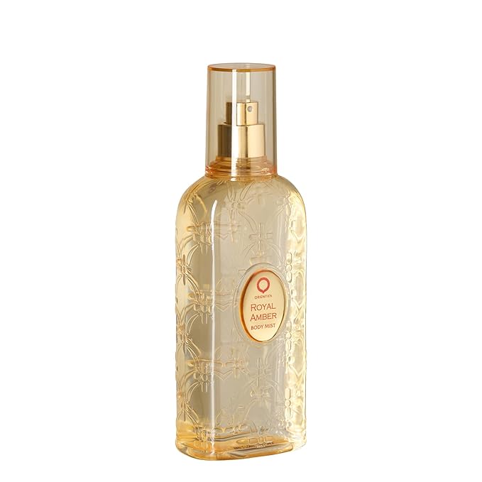 Orientica Luxury Royal Amber Body Mist - Bergamot, Green, Melon, Pineapple, Gourmand, Amber, Woody, Vanilla, Musk - Arabic Perfume for Men & Women – 8 Oz / 236ml