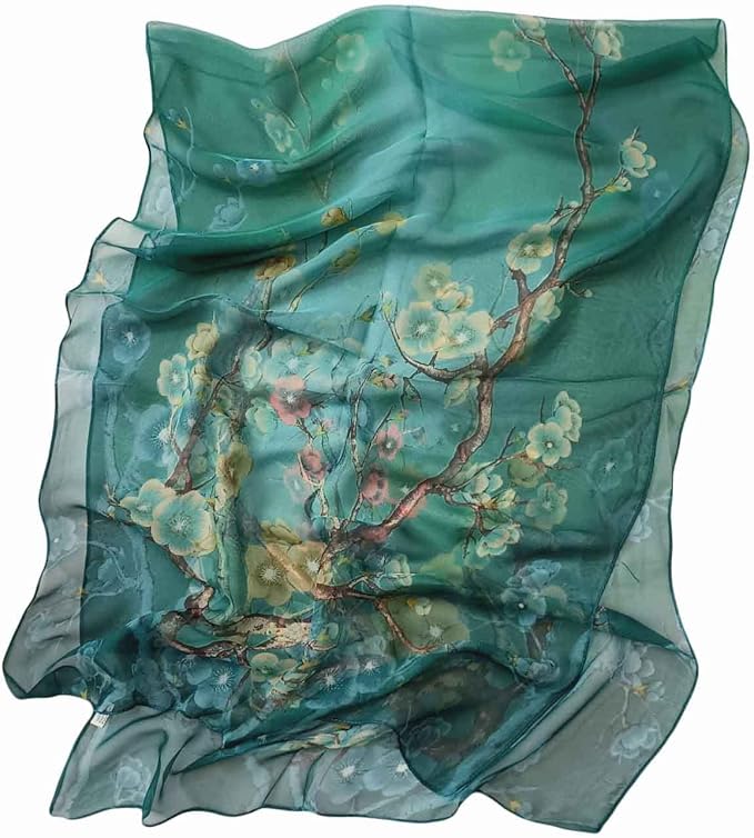 Pokeedioty Scarfs for Women Lightweight Scarves Elegant Floral Pattern Sheer Scarfs Shawls Wraps