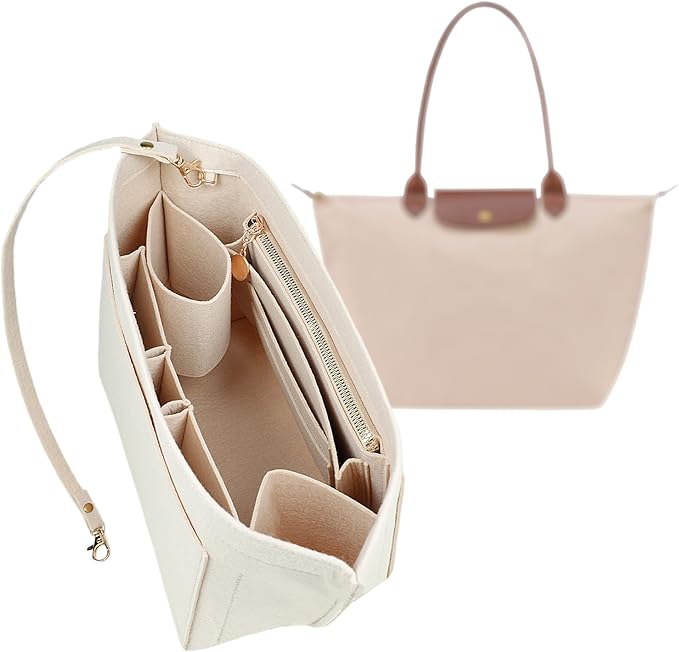 Lckaey Felt Organizer Insert for Longchamp Le Pliage Handbag Women Purse organizer 1012-30khaki-M